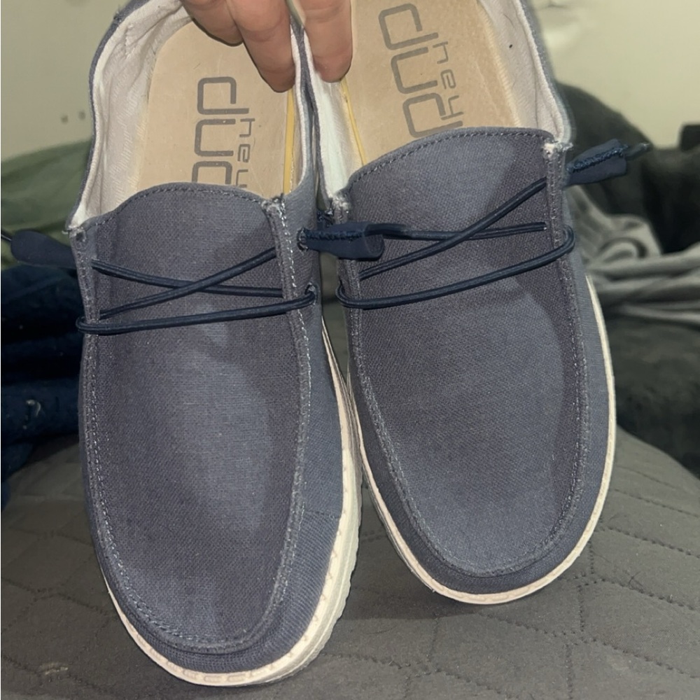 Hey Dude Canvas Boat Loafers Navy Slip-On Shoes
